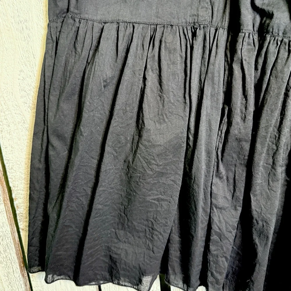 VTG‎ Kaktus Boho Black Midi Broom Skirt size XL Sequin Beaded Hippie Festival